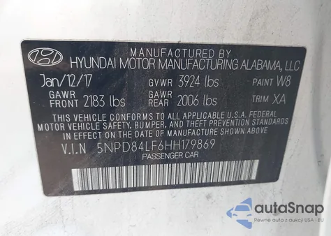 2017 Hyundai Elantra Se from USA, damaged, VIN 5NPD84LF6HH179869